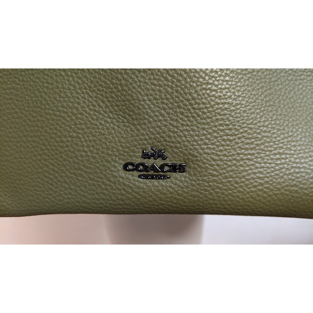 Coach Large Market Tote Pebbled Leather Army Green Turn Lock  #F58849 EXCELLENT! - Picture 4 of 14